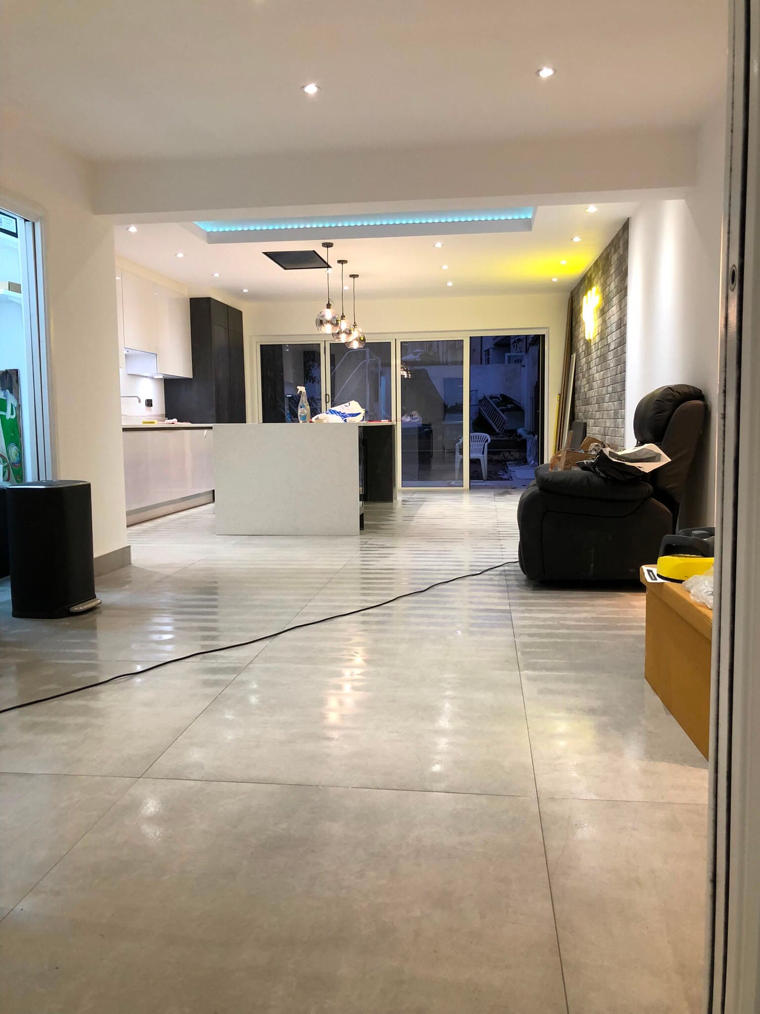 Bright completed open-plan kitchen and living space