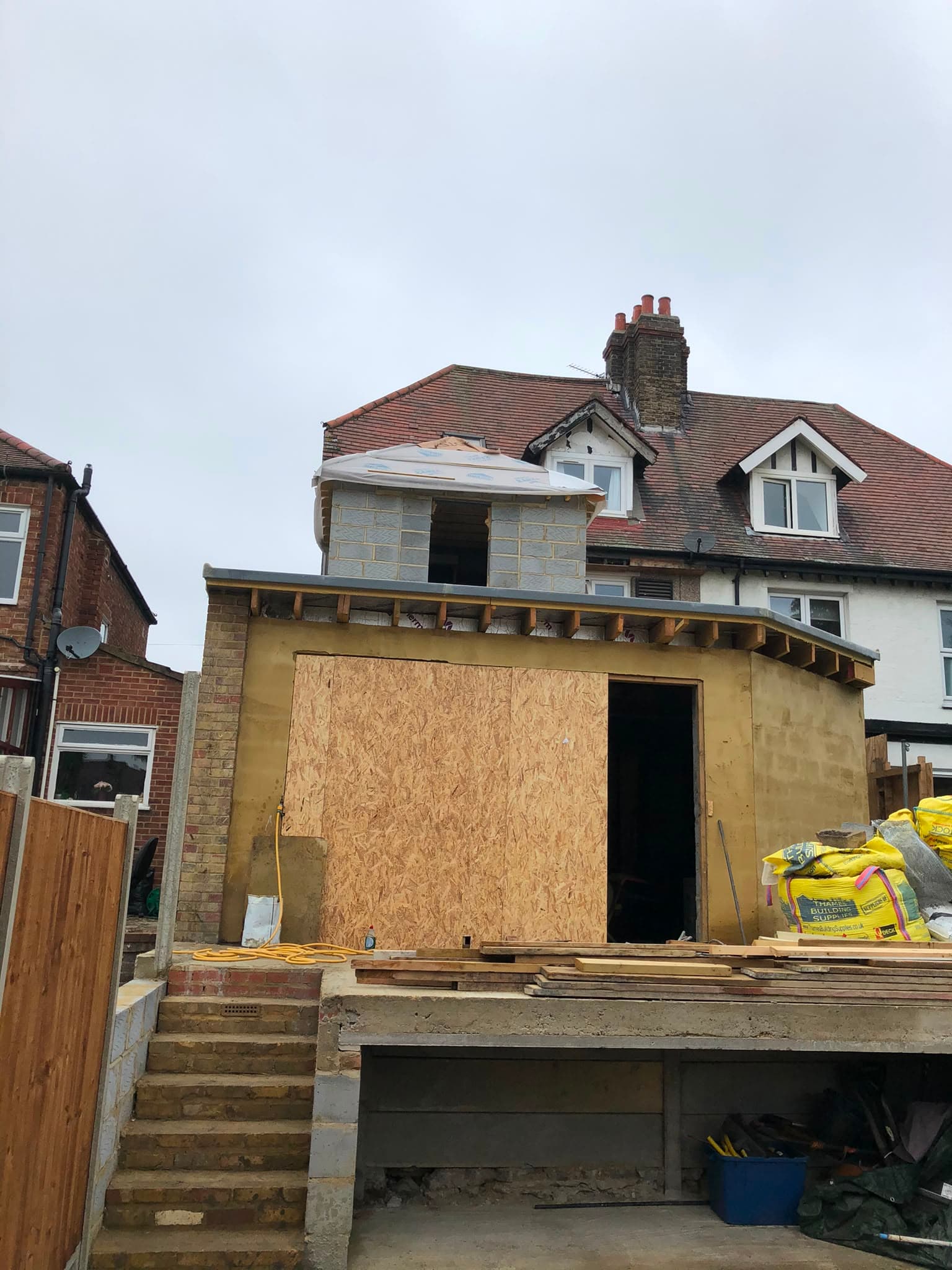 House extension construction in progress